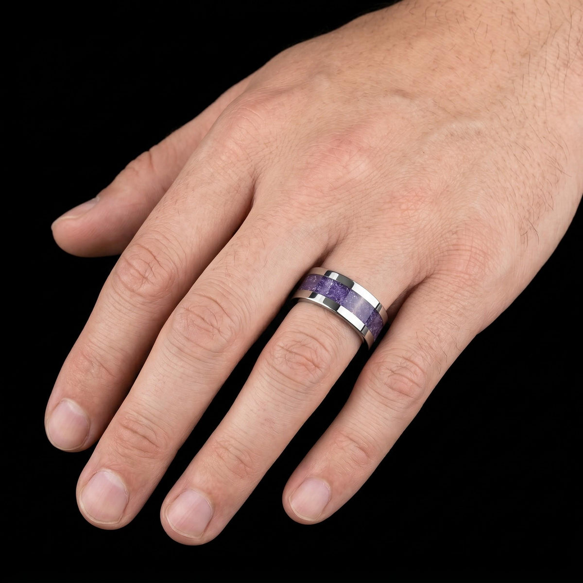Silver Wedding Tanzanite Ring (4mm & 8mm) ~ Men Tungsten Carbide Ring ~ Elegant Tanzanite Jewelry for December Birthstone ~ S
