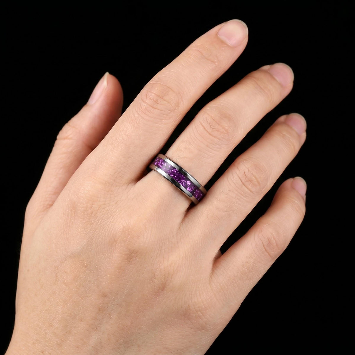 Alexandrite ring, silver tungsten ring, mens wedding band, womens wedding ring,anniversary gift,statement ring,comfort fit,4m