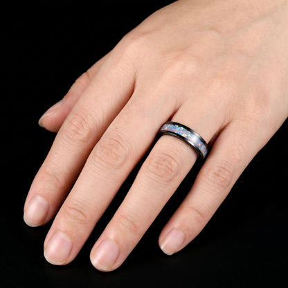 Black Tungsten Moonstone Ring for Men ~ Moonstone Wedding Band, Comfort Fit (4mm, 8mm) ~ Tungsten Carbide Couple Ring ~ Promi