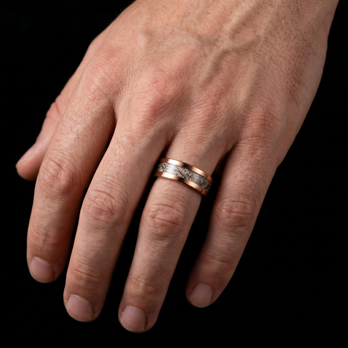 Rutilated Quartz Ring, Rose Gold Tungsten Ring, Rose gold Wedding Ring, Mens Wedding Band, Womens Ring, Anniversary Ring, Eng