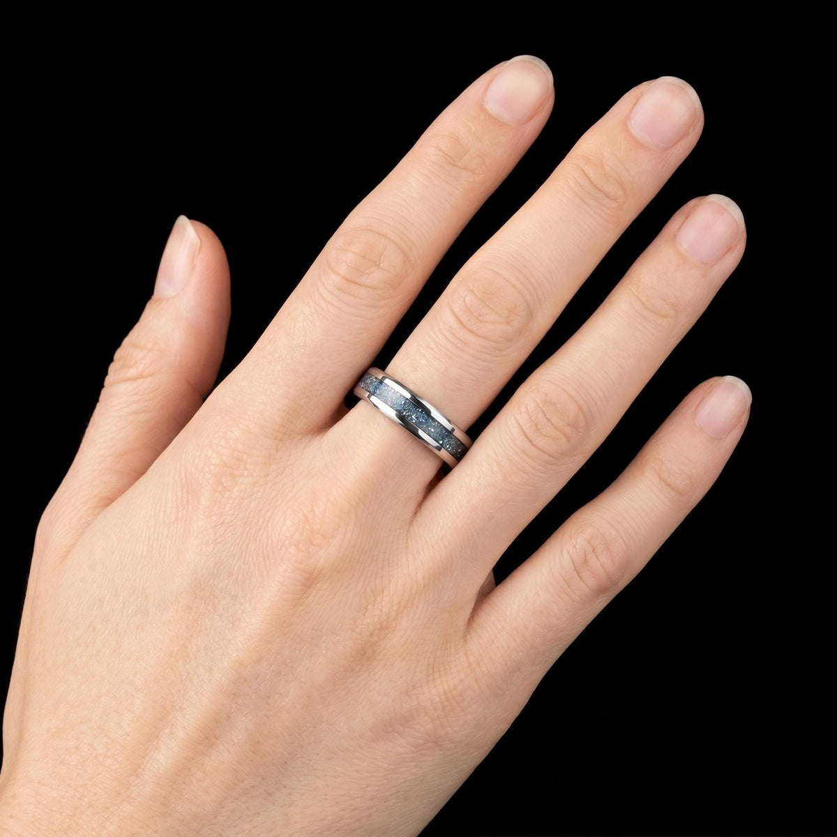 Aquamarine Ring, Silver Tungsten Ring, Silver Wedding Ring, Mens Wedding Band, Womens Ring, Anniversary Ring, Engagement Ring