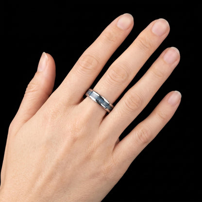 Aquamarine Ring, Silver Tungsten Ring, Silver Wedding Ring, Mens Wedding Band, Womens Ring, Anniversary Ring, Engagement Ring