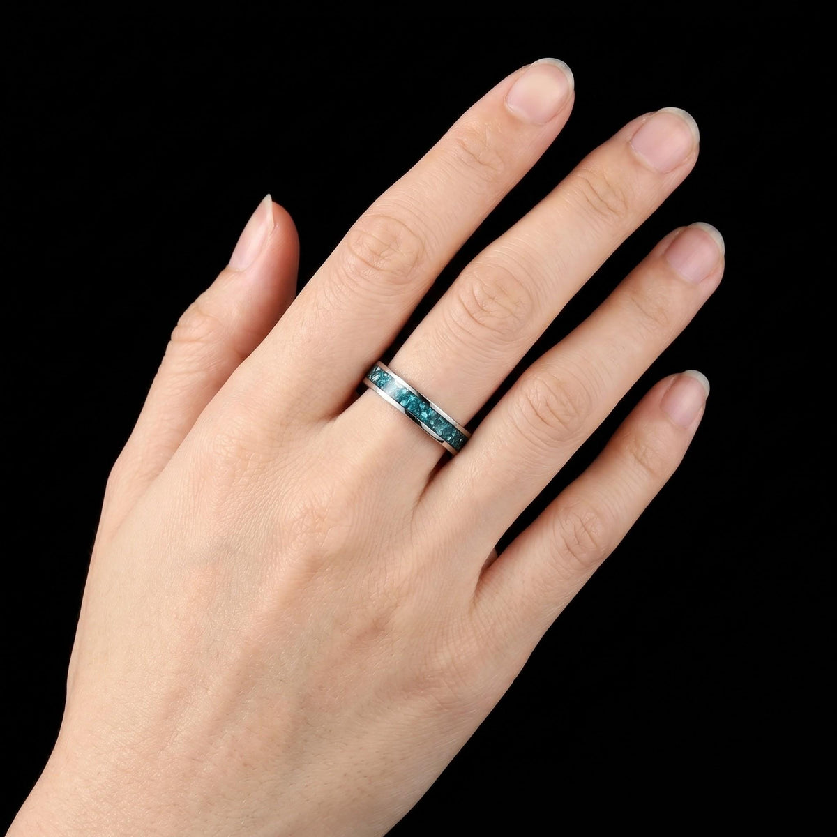 Silver Tungsten Ring with Aquamarine Stone | Handmade Blue Gem Ring ~ Wedding Anniversary Gift for Her ~ Unique Engagement Pr