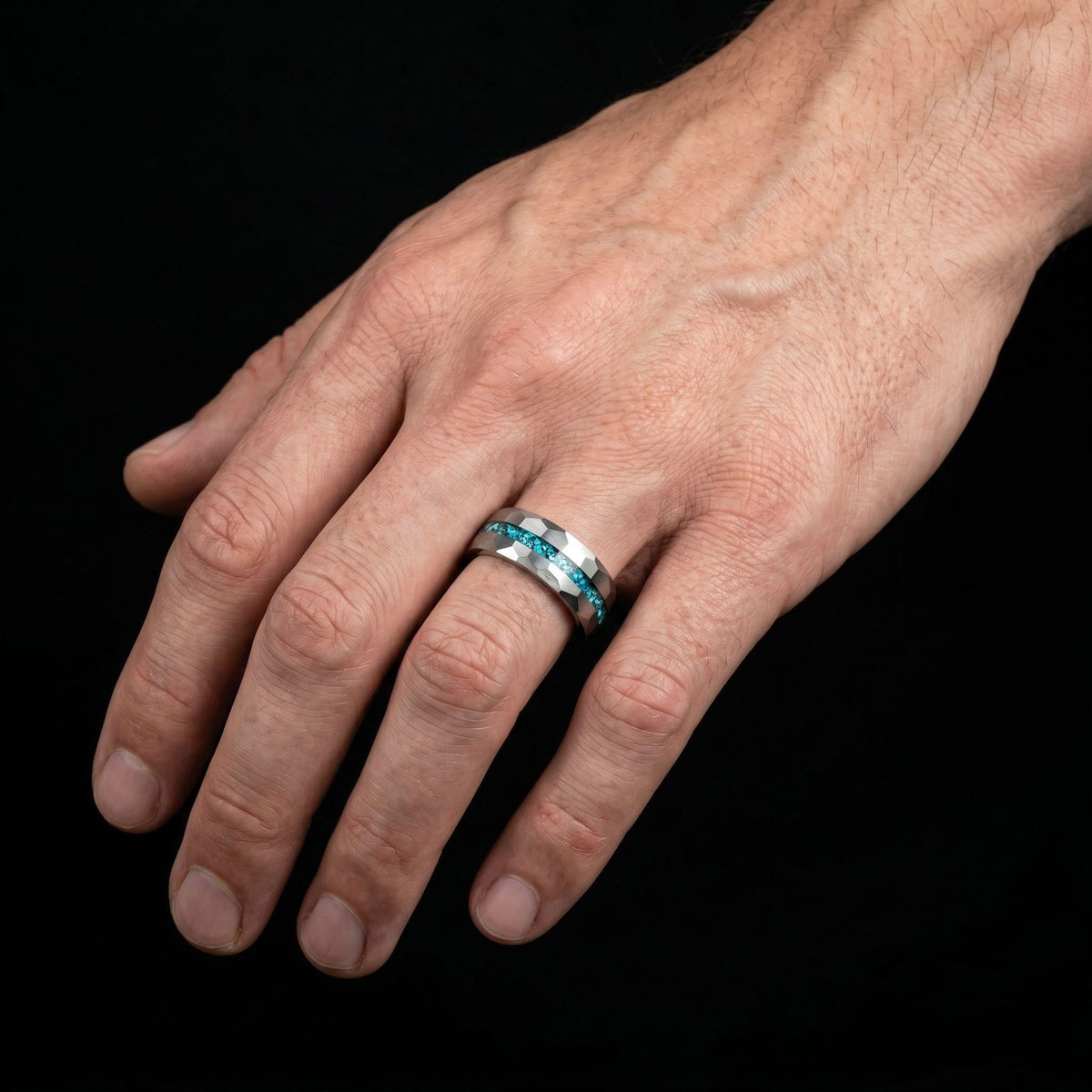 Aquamarine Ring for Men (4mm & 8mm) ~ Aquamarine Wedding Band ~ Modern Couple Engagement Ring ~ Silver Tungsten Carbide Weddi