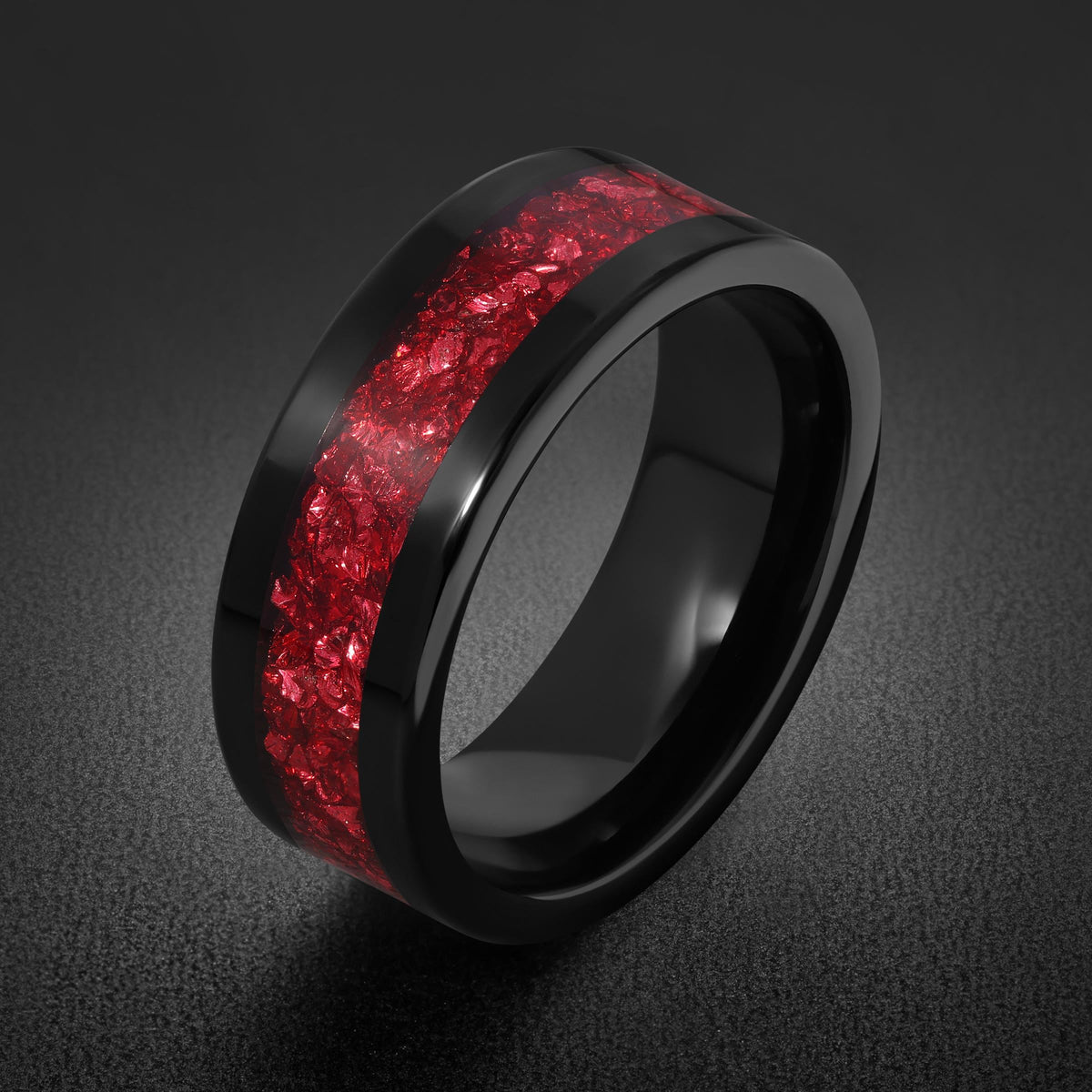 Ruby Ring, Black Tungsten Ring, Black Wedding Ring, Mens Wedding Band, Womens Ring, Anniversary Ring, Engagement Ring, 4mm Ri
