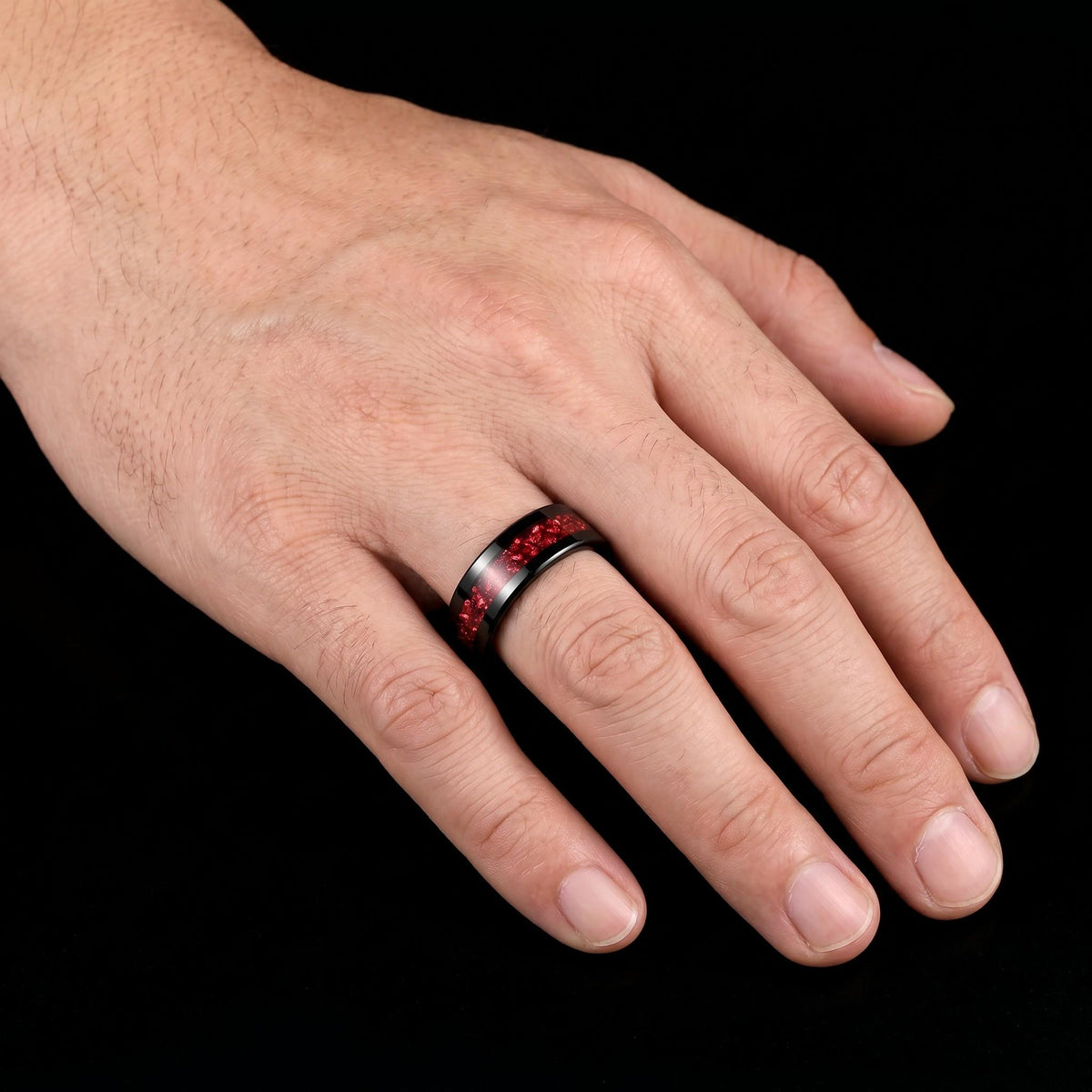 Ruby Ring, Black Tungsten Ring, Black Wedding Ring, Mens Wedding Band, Womens Ring, Anniversary Ring, Engagement Ring, 4mm Ri