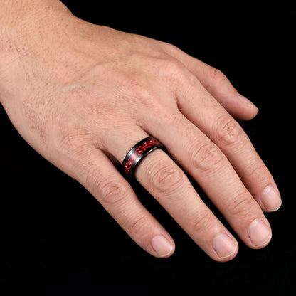 Ruby Ring, Black Tungsten Ring, Black Wedding Ring, Mens Wedding Band, Womens Ring, Anniversary Ring, Engagement Ring, 4mm Ri