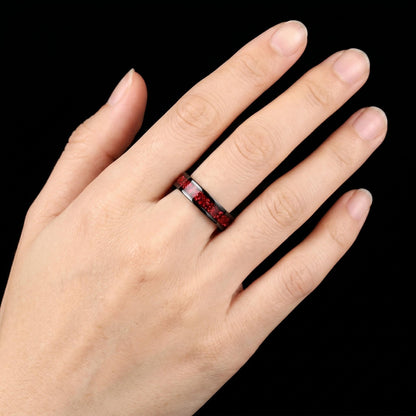 Ruby Ring, Black Tungsten Ring, Black Wedding Ring, Mens Wedding Band, Womens Ring, Anniversary Ring, Engagement Ring, 4mm Ri