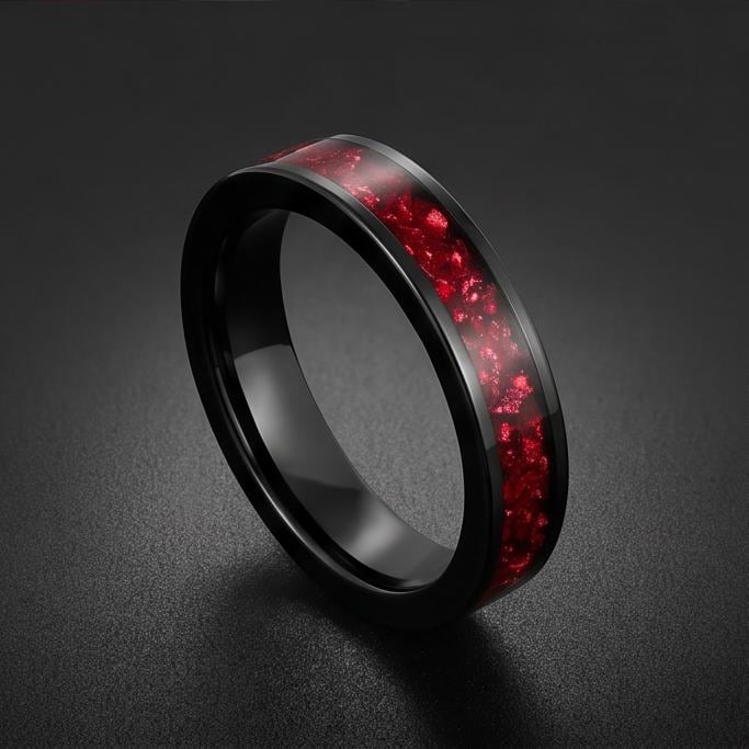 Ruby Ring, Black Tungsten Ring, Black Wedding Ring, Mens Wedding Band, Womens Ring, Anniversary Ring, Engagement Ring, 4mm Ri