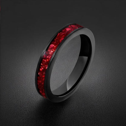 Ruby Ring, Black Tungsten Ring, Black Wedding Ring, Mens Wedding Band, Womens Ring, Anniversary Ring, Engagement Ring, 4mm Ri