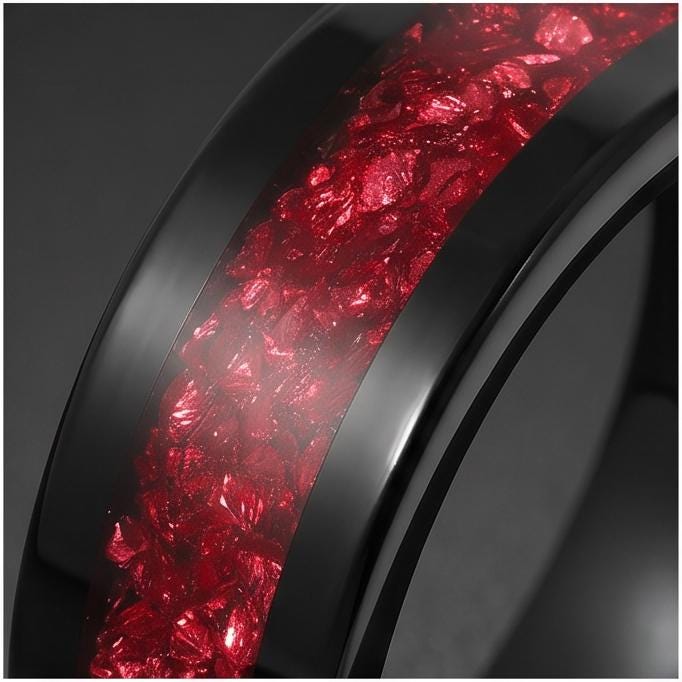 Ruby Ring, Black Tungsten Ring, Black Wedding Ring, Mens Wedding Band, Womens Ring, Anniversary Ring, Engagement Ring, 4mm Ri