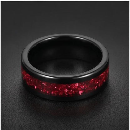Ruby Ring, Black Tungsten Ring, Black Wedding Ring, Mens Wedding Band, Womens Ring, Anniversary Ring, Engagement Ring, 4mm Ri
