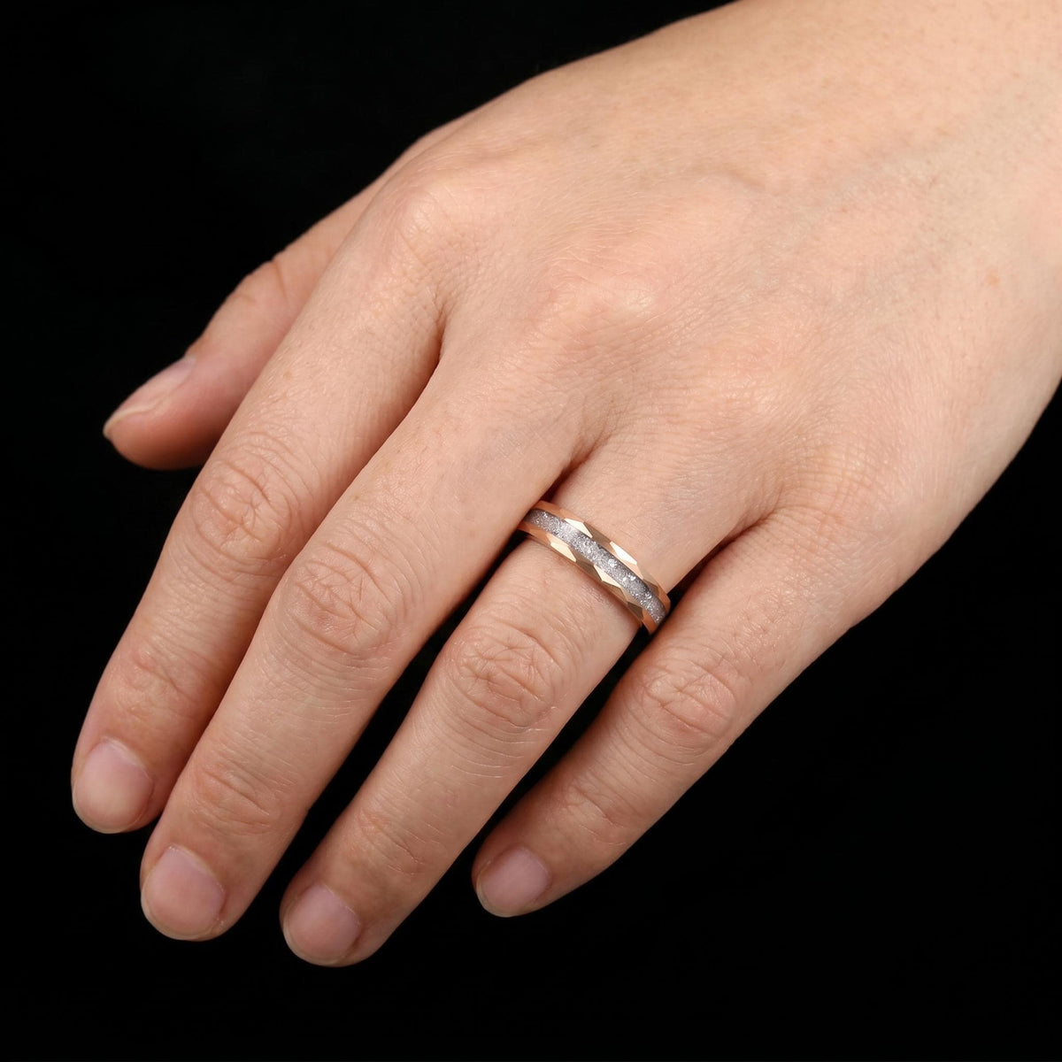Moonstone Ring, Hammered Tungsten Ring, Hammered Rose Gold Ring, Mens Wedding Band, Womens Ring, Anniversary Ring, Engagement