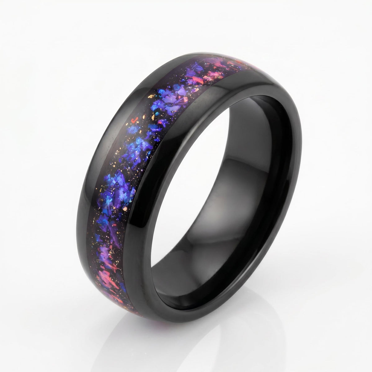 Nebula Tungsten Black Carbide Ring ~ Sandstone Galaxy Wedding Band (4mm 8mm) ~ Unisex Cosmic Anniversary Promise Gift for Her