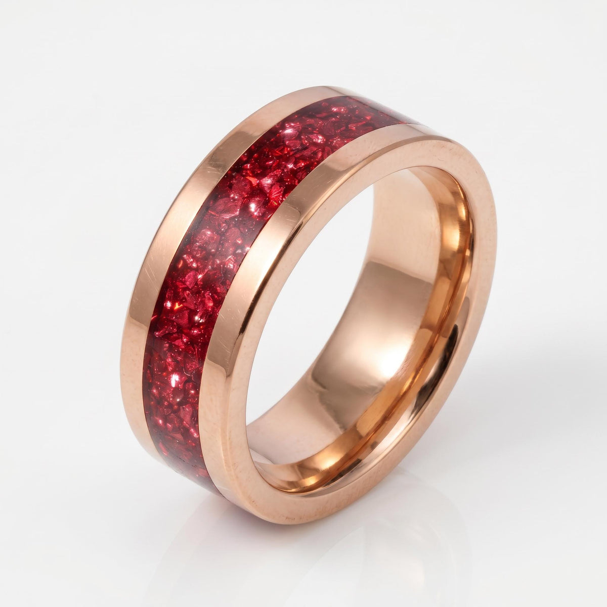 Tungsten Carbide Mens Ring ~ Rose Gold Wedding Band (4mm, 8mm) ~ Ruby Wedding Ring ~ Elegant Promise Ring ~ Engagement Gift ~
