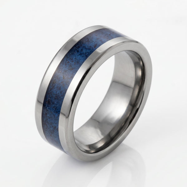 Blue Sapphire Tungsten Carbide Ring ~ Silver Sapphire Inlay ~ 4mm, 8mm Widths Ring ~ September Birthstone Ring ~ Modern Sapph