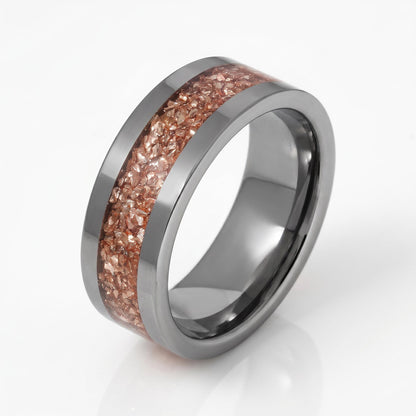 Morganite Ring, Silver Tungsten Ring, Mens Wedding Band, Womens Wedding Ring, Anniversary Gift, Comfort Fit, 4mm Ring, 8mm Ri