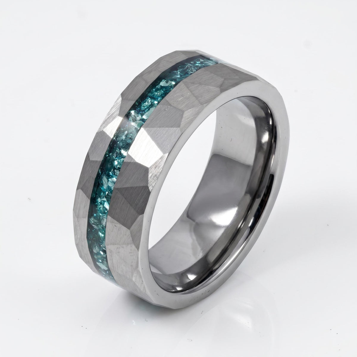 Aquamarine Ring for Men (4mm & 8mm) ~ Aquamarine Wedding Band ~ Modern Couple Engagement Ring ~ Silver Tungsten Carbide Weddi