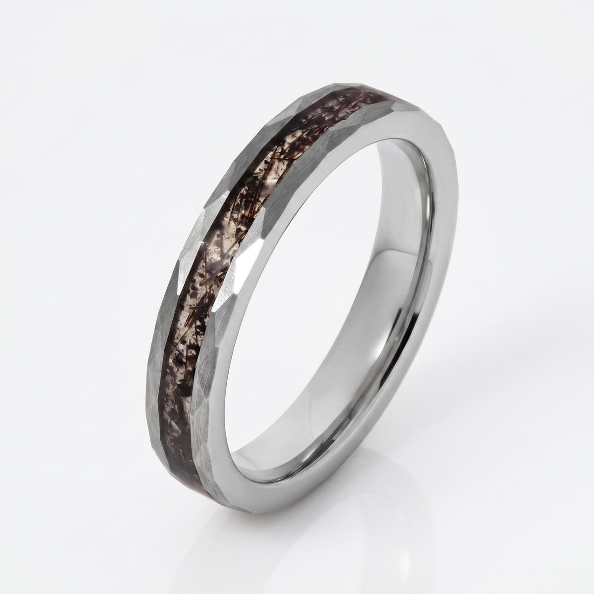 Rutilated Quartz Ring, Hammered Tungsten Ring, Hammered Silver Ring, Mens Wedding Band, Womens Ring, Engagement Ring, Anniver