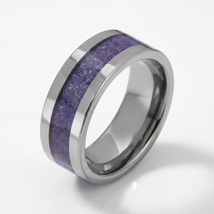 Silver Wedding Tanzanite Ring (4mm & 8mm) ~ Men Tungsten Carbide Ring ~ Elegant Tanzanite Jewelry for December Birthstone ~ S