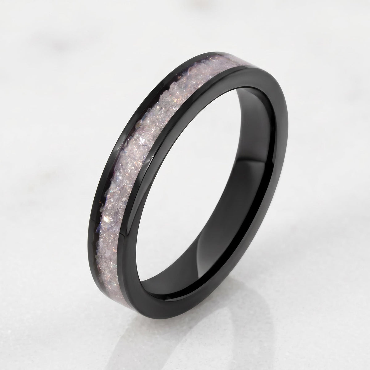 Moonstone Ring, Black Tungsten Ring, Black Wedding Ring, Mens Wedding Band, Womens Ring, Anniversary Ring, Engagement Ring, 4