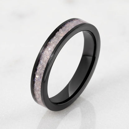 Moonstone Ring, Black Tungsten Ring, Black Wedding Ring, Mens Wedding Band, Womens Ring, Anniversary Ring, Engagement Ring, 4