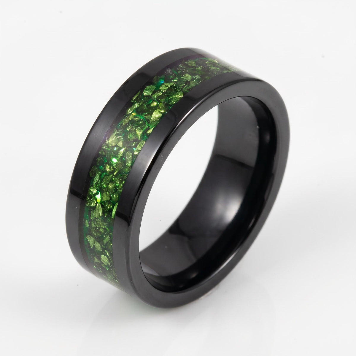 Black Emerald Ring ~ Black Tungsten Carbide Ring ~ Gothic Black Wedding Ring ~ Witchy Wedding Band ~ Fall Womens Ring ~ Black