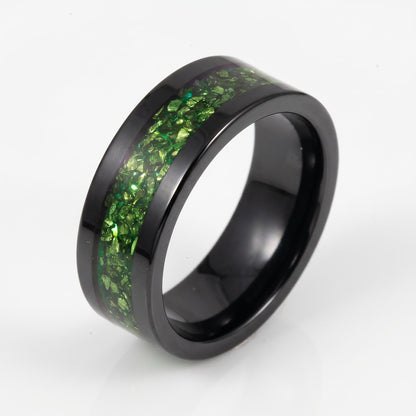 Black Emerald Ring ~ Black Tungsten Carbide Ring ~ Gothic Black Wedding Ring ~ Witchy Wedding Band ~ Fall Womens Ring ~ Black