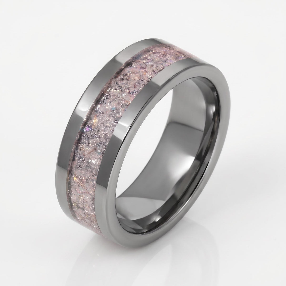 Tungsten Carbide Moonstone Ring ~ Silver Wedding Band (4mm & 8mm) ~ Moonstone Mens Wedding Ring ~ Moonstone Jewelry ~ Silver 