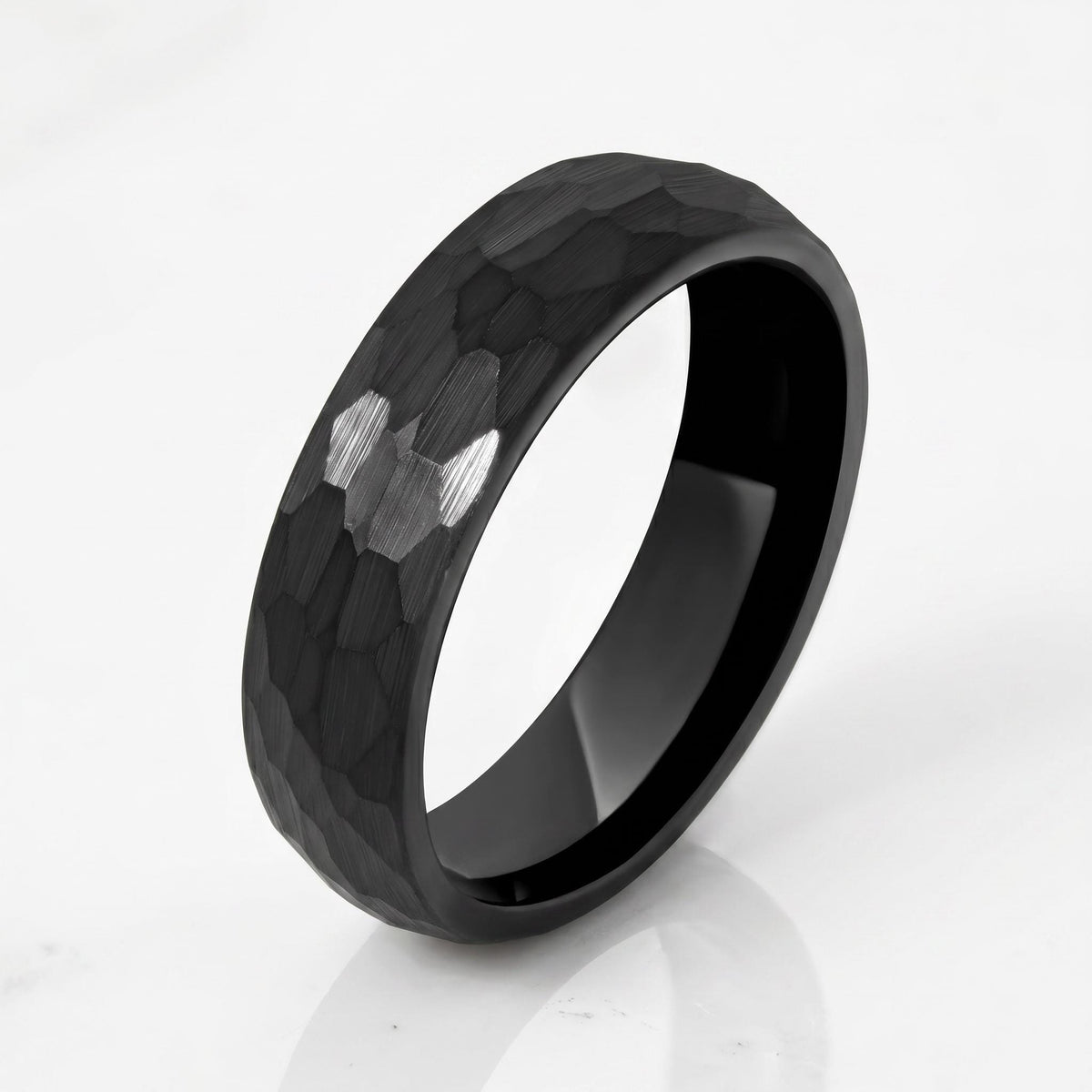 Black Hammered Tungsten Ring | 4mm Thin or 6mm Wide Wedding Band ~ Personalized Brushed Ring With Custom Engraving - image 3