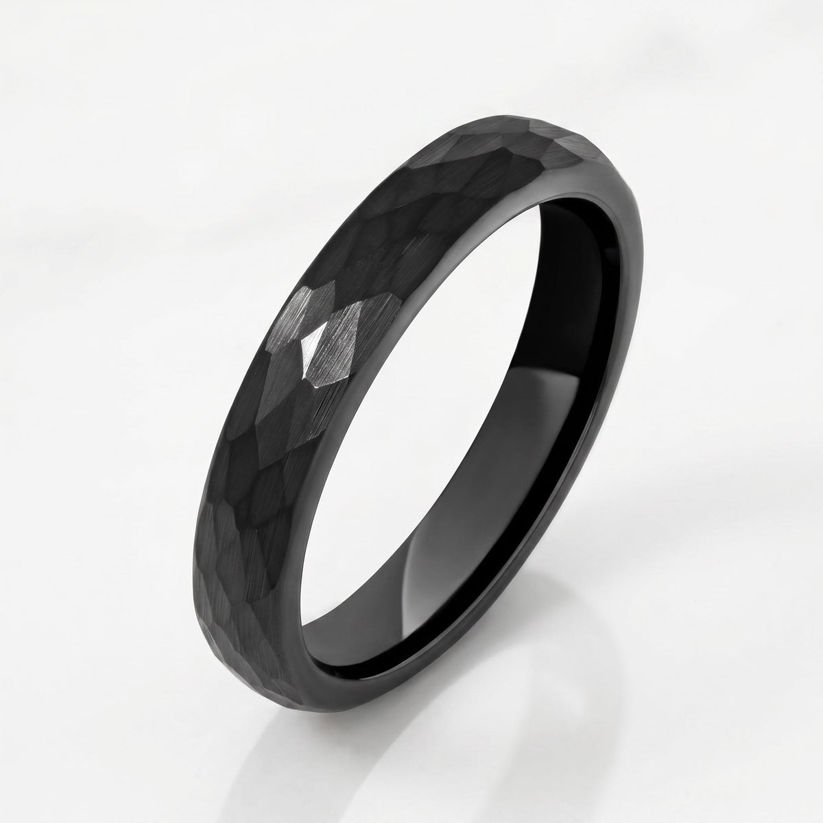 Black Hammered Tungsten Ring | 4mm Thin or 6mm Wide Wedding Band ~ Personalized Brushed Ring With Custom Engraving - image 2