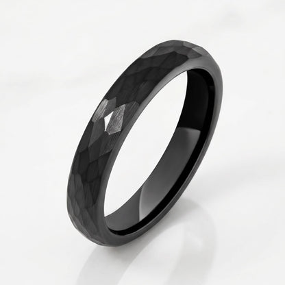 Black Hammered Tungsten Ring | 4mm Thin or 6mm Wide Wedding Band ~ Personalized Brushed Ring With Custom Engraving - image 2