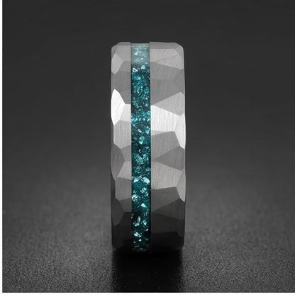 Aquamarine Ring for Men (4mm & 8mm) ~ Aquamarine Wedding Band ~ Modern Couple Engagement Ring ~ Silver Tungsten Carbide Weddi