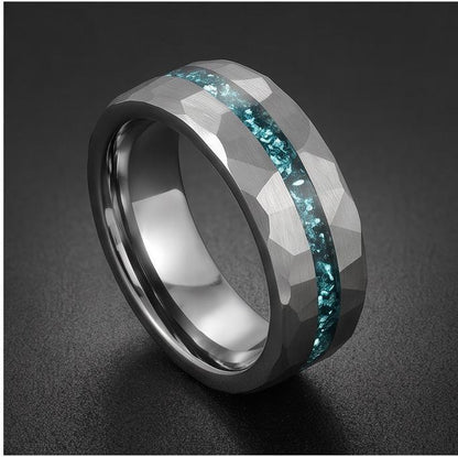 Aquamarine Ring for Men (4mm & 8mm) ~ Aquamarine Wedding Band ~ Modern Couple Engagement Ring ~ Silver Tungsten Carbide Weddi