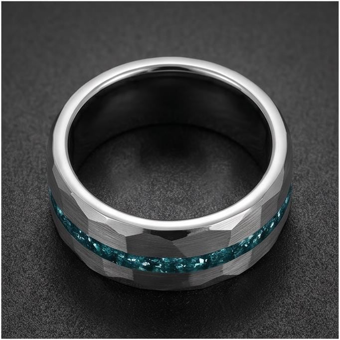 Aquamarine Ring for Men (4mm & 8mm) ~ Aquamarine Wedding Band ~ Modern Couple Engagement Ring ~ Silver Tungsten Carbide Weddi