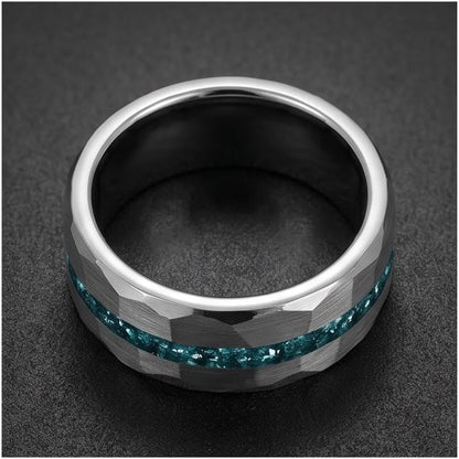 Aquamarine Ring for Men (4mm & 8mm) ~ Aquamarine Wedding Band ~ Modern Couple Engagement Ring ~ Silver Tungsten Carbide Weddi