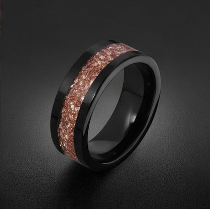Morganite ring, black tungsten ring, mens wedding band, womens wedding ring, anniversary gift, comfort fit, 4mm ring, 8mm rin