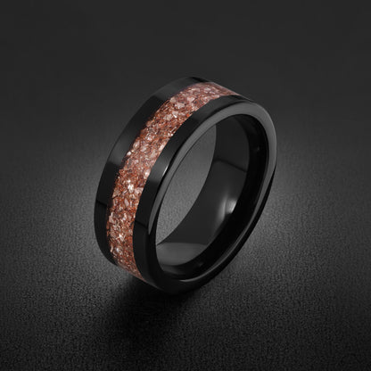 Morganite ring, black tungsten ring, mens wedding band, womens wedding ring, anniversary gift, comfort fit, 4mm ring, 8mm rin