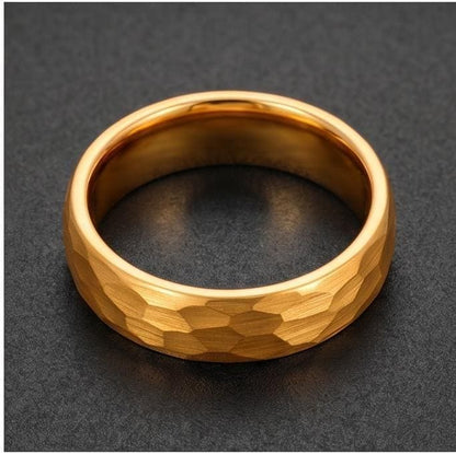 Hammered Gold Ring, Gold Tungsten Ring, Gold Wedding Ring, Mens Wedding Band, Womens Ring, Anniversary Ring, Engagement Ring,