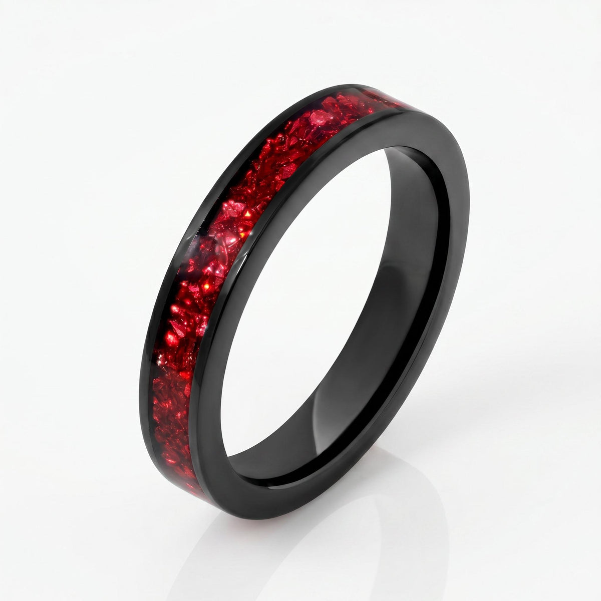 Ruby Ring, Black Tungsten Ring, Black Wedding Ring, Mens Wedding Band, Womens Ring, Anniversary Ring, Engagement Ring, 4mm Ri