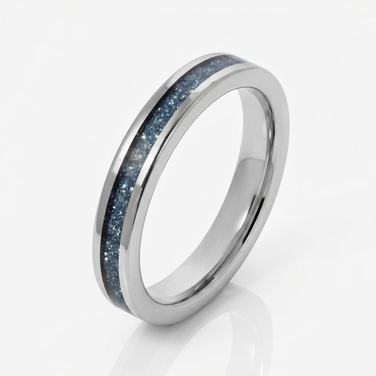 Aquamarine Ring, Silver Tungsten Ring, Silver Wedding Ring, Mens Wedding Band, Womens Ring, Anniversary Ring, Engagement Ring