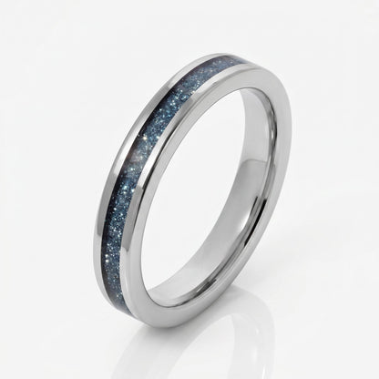 Aquamarine Ring, Silver Tungsten Ring, Silver Wedding Ring, Mens Wedding Band, Womens Ring, Anniversary Ring, Engagement Ring