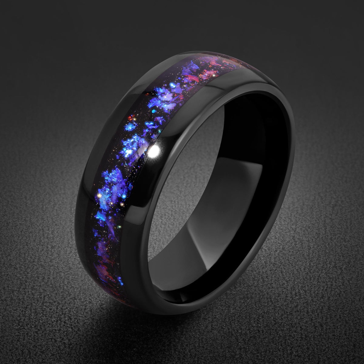 Nebula Tungsten Black Carbide Ring ~ Sandstone Galaxy Wedding Band (4mm 8mm) ~ Unisex Cosmic Anniversary Promise Gift for Her