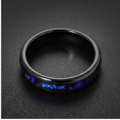 Nebula Tungsten Black Carbide Ring ~ Sandstone Galaxy Wedding Band (4mm 8mm) ~ Unisex Cosmic Anniversary Promise Gift for Her