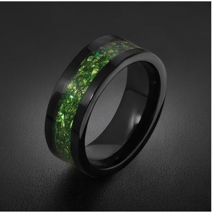 Black Emerald Ring ~ Black Tungsten Carbide Ring ~ Gothic Black Wedding Ring ~ Witchy Wedding Band ~ Fall Womens Ring ~ Black