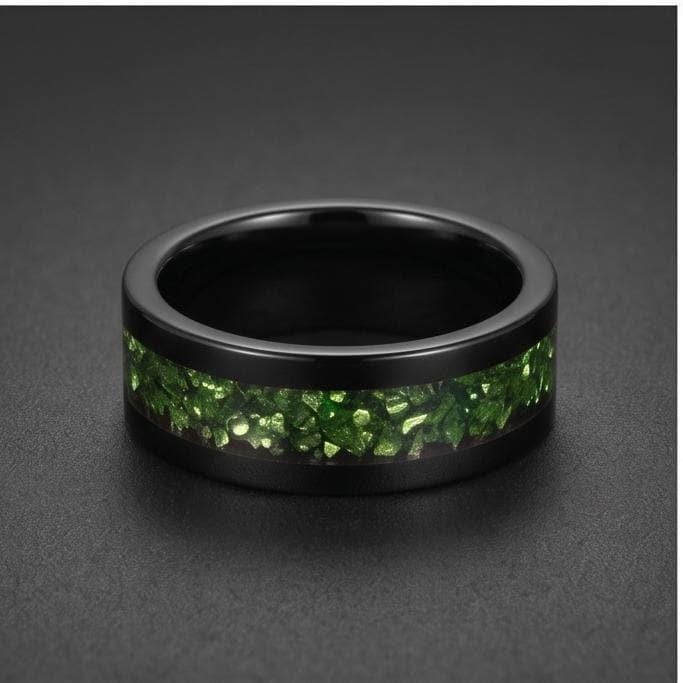 Black Emerald Ring ~ Black Tungsten Carbide Ring ~ Gothic Black Wedding Ring ~ Witchy Wedding Band ~ Fall Womens Ring ~ Black