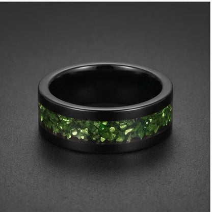 Black Emerald Ring ~ Black Tungsten Carbide Ring ~ Gothic Black Wedding Ring ~ Witchy Wedding Band ~ Fall Womens Ring ~ Black