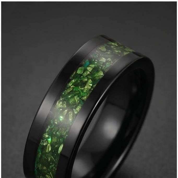 Black Emerald Ring ~ Black Tungsten Carbide Ring ~ Gothic Black Wedding Ring ~ Witchy Wedding Band ~ Fall Womens Ring ~ Black