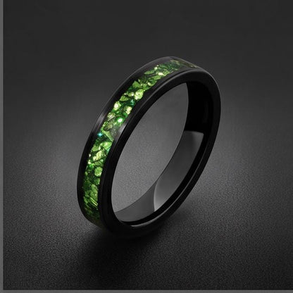 Black Emerald Ring ~ Black Tungsten Carbide Ring ~ Gothic Black Wedding Ring ~ Witchy Wedding Band ~ Fall Womens Ring ~ Black