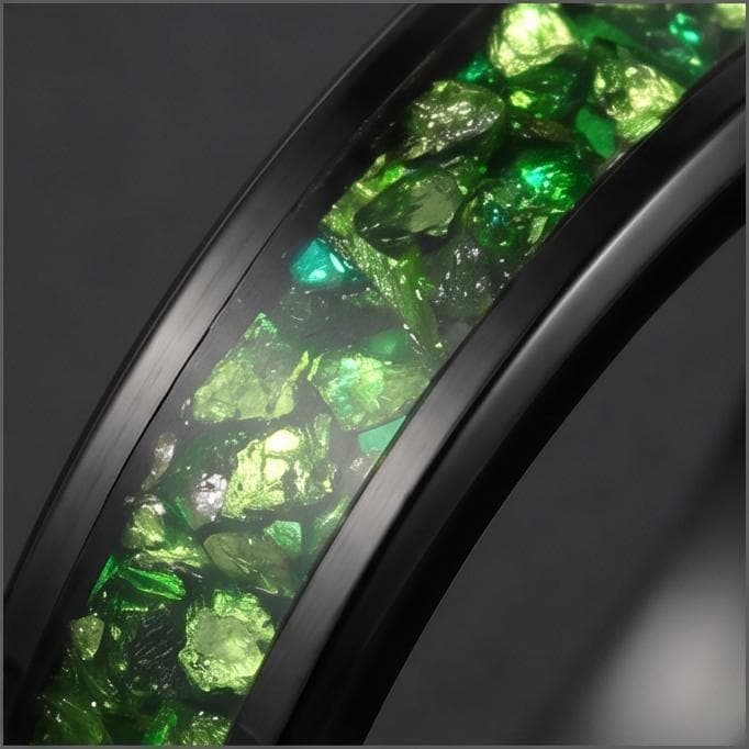 Black Emerald Ring ~ Black Tungsten Carbide Ring ~ Gothic Black Wedding Ring ~ Witchy Wedding Band ~ Fall Womens Ring ~ Black